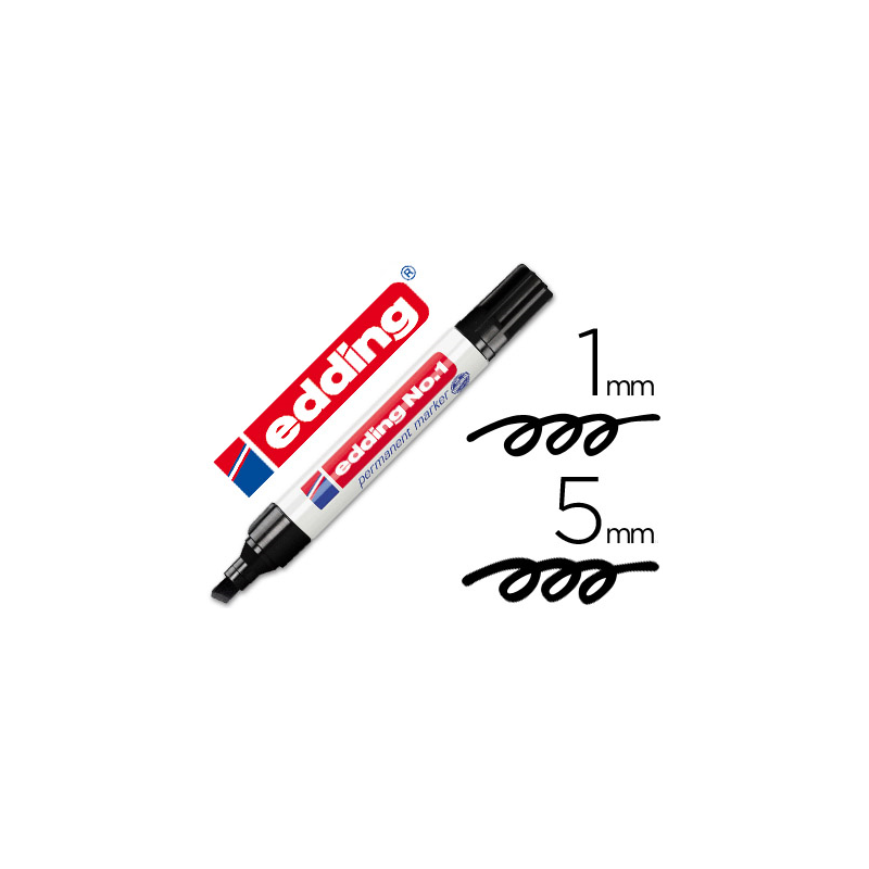 Rotulador edding marcador permanente 1 negro punta biselada 5 mm recargable
