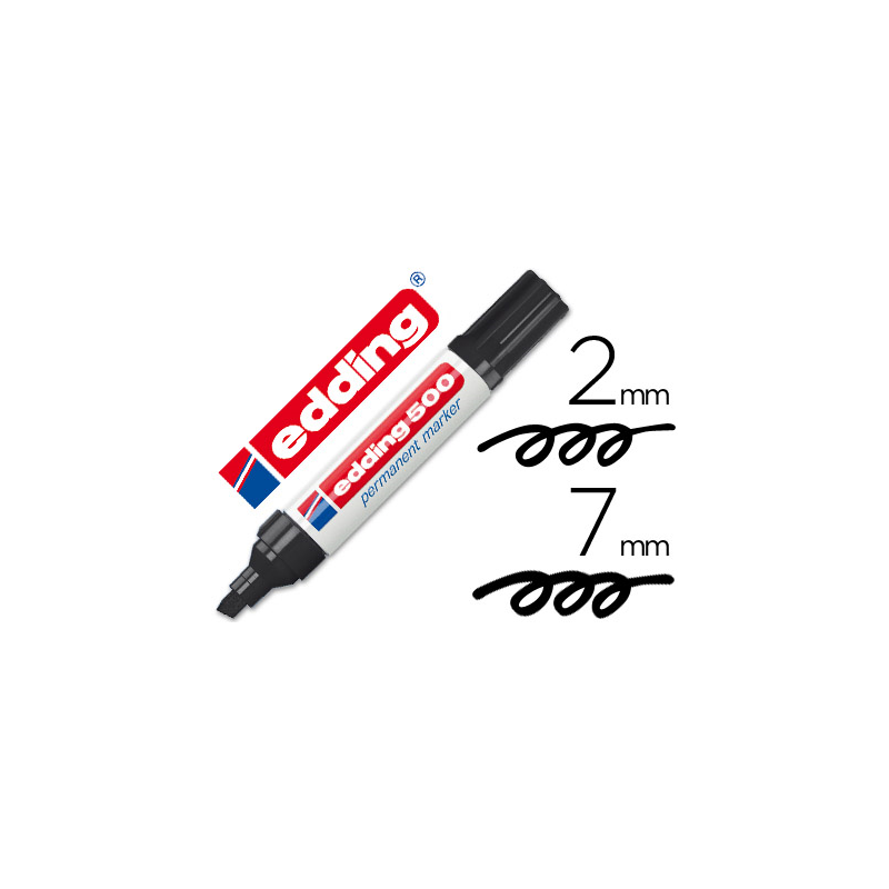 Rotulador edding marcador permanente 500 negro punta biselada 7 mm recargable
