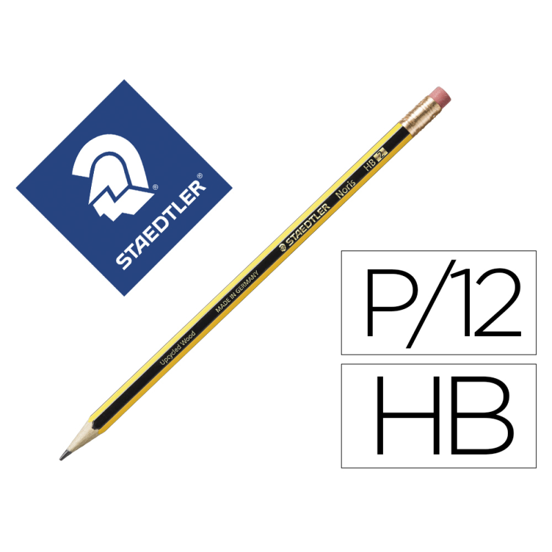 Lapices de grafito staedtler noris n.2 hb con goma de borrar unidad