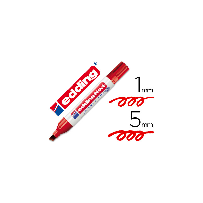 Rotulador edding marcador permanente 1 rojo punta biselada 5 mm recargable