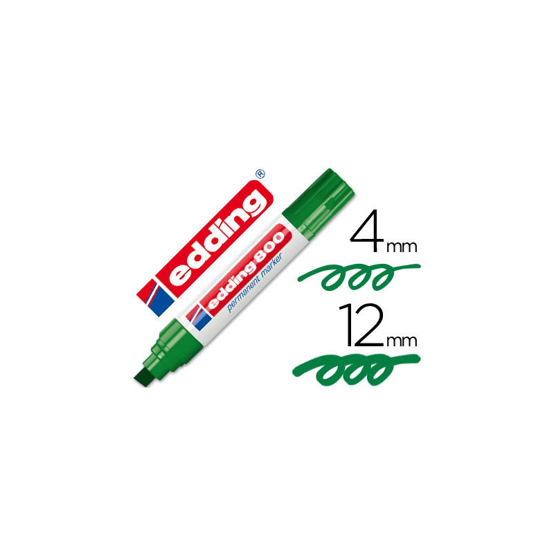 Rotulador edding marcador permanente 800 verde punta biselada 12 mm recargable