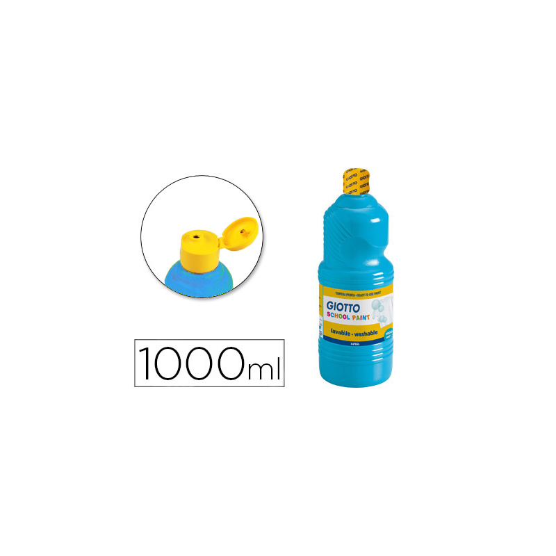 Tempera liquida giotto escolar lavable 1000 ml azul cyan