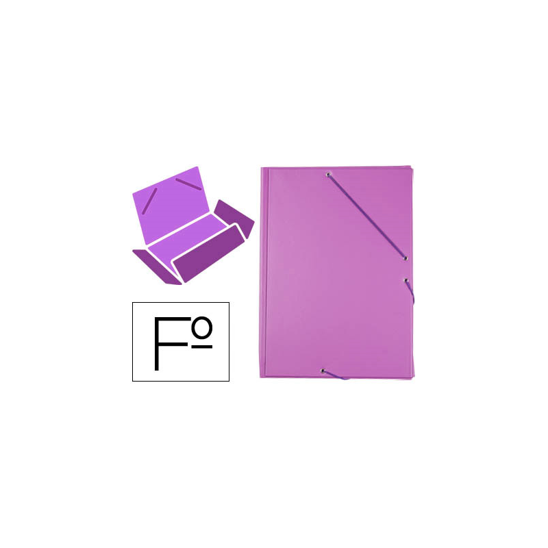 Carpeta liderpapel gomas tres solapas plastico folio color lila