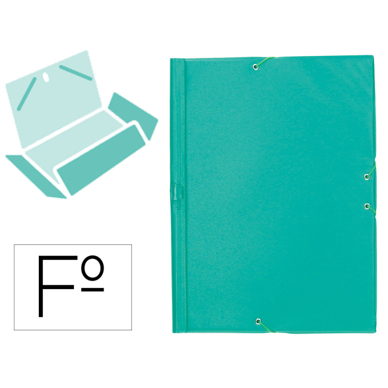 Carpeta liderpapel gomas tres solapas plastico folio color verde