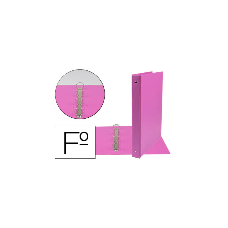 Carpeta liderpapel 4 anillas 25 mm redondas plastico folio color fucsia