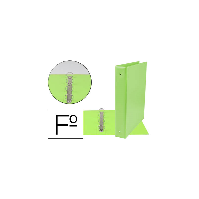 Carpeta liderpapel 4 anillas 40 mm redondas plastico folio color verde pistacho