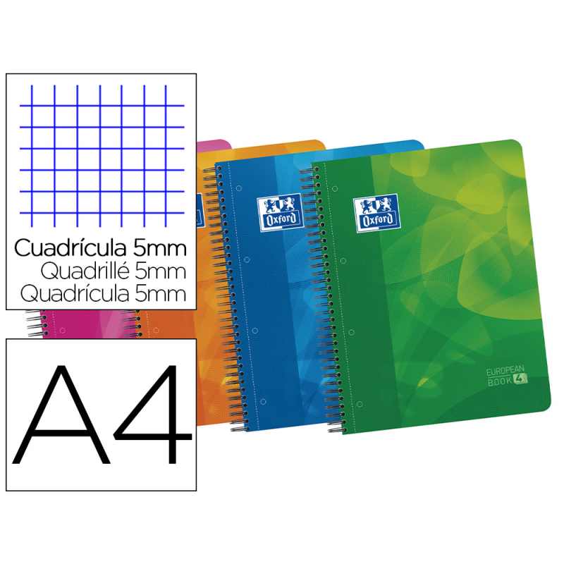 Bloc espiral oxford tapa plastico optik paper microperfdin a4 120 h 50% hojas gratis cuadros 5 mm con 3 separadores