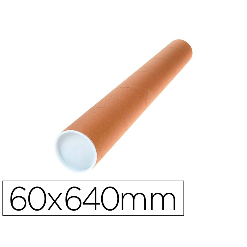 Tubo de carton q-connect portadocumentos cartoncillo encolado reciclado 1,8 mm con 2 tapas de plastico 60x640 mm