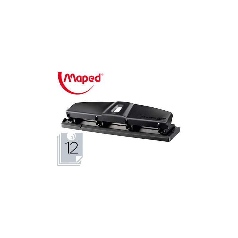 Taladrador maped essentials metal 4 taladros capacidad 12 hojas color negro