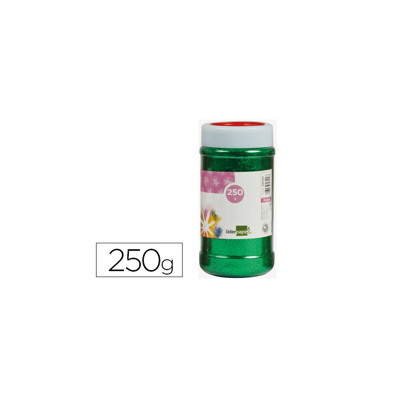 Purpurina liderpapel fantasia color verde metalizado bote de 250 gr
