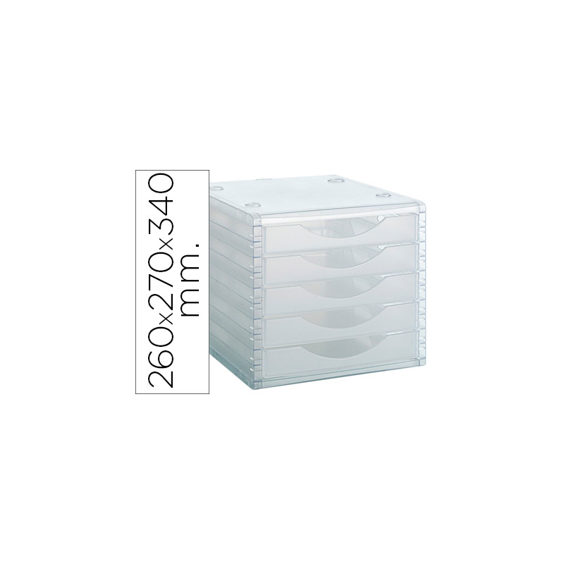 Fichero cajones de sobremesa archivo 2000 260x270x340 mm apilables 5 cajones transparente translucido