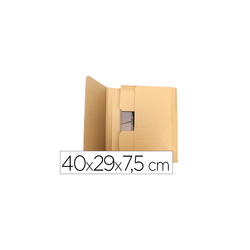 Caja para embalar libros q-connect carton reciclado canal simple 3 mm color kraft 400x290x75 mm