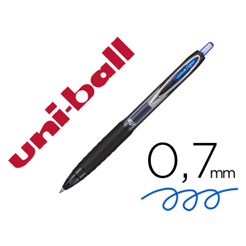 Boligrafo uni-ball signo 207e retractil 0,7 mm color azul