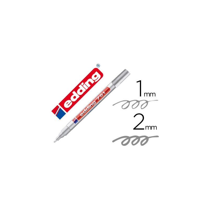 Rotulador edding punta fibra 751 plata punta redonda 1-2 mm