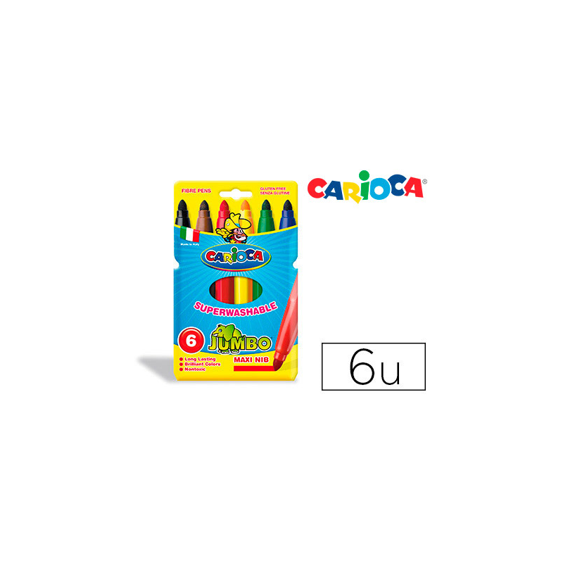 Rotulador carioca jumbo punta gruesa estuche de 6 unidades colores surtidos