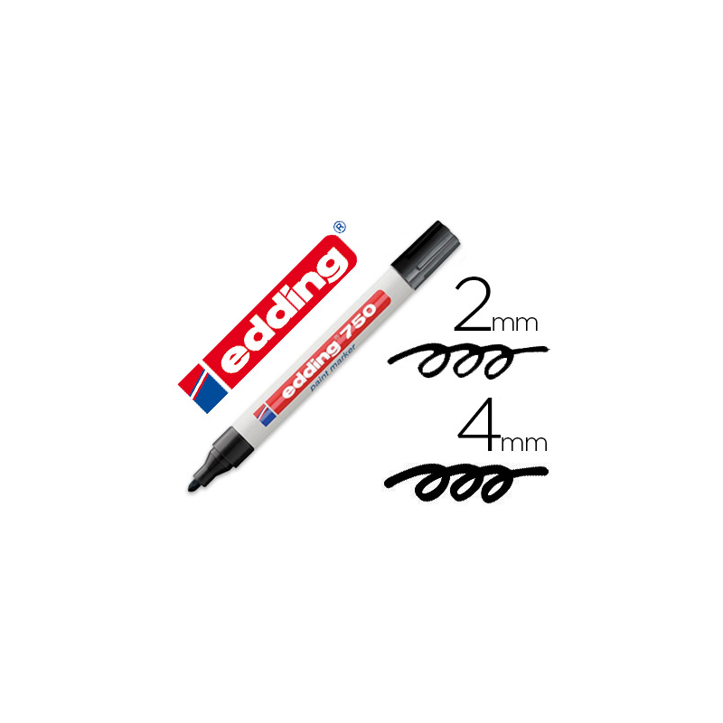 Rotulador edding punta fibra 750 negro punta redonda 2-4 mm