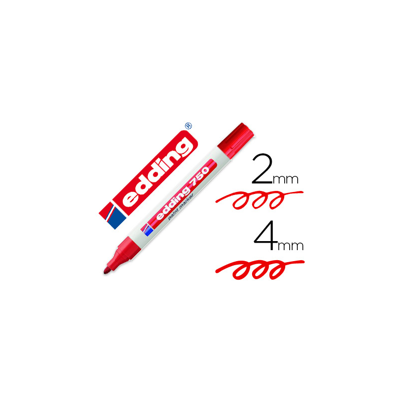Rotulador edding punta fibra 750 rojo punta redonda 2-4 mm