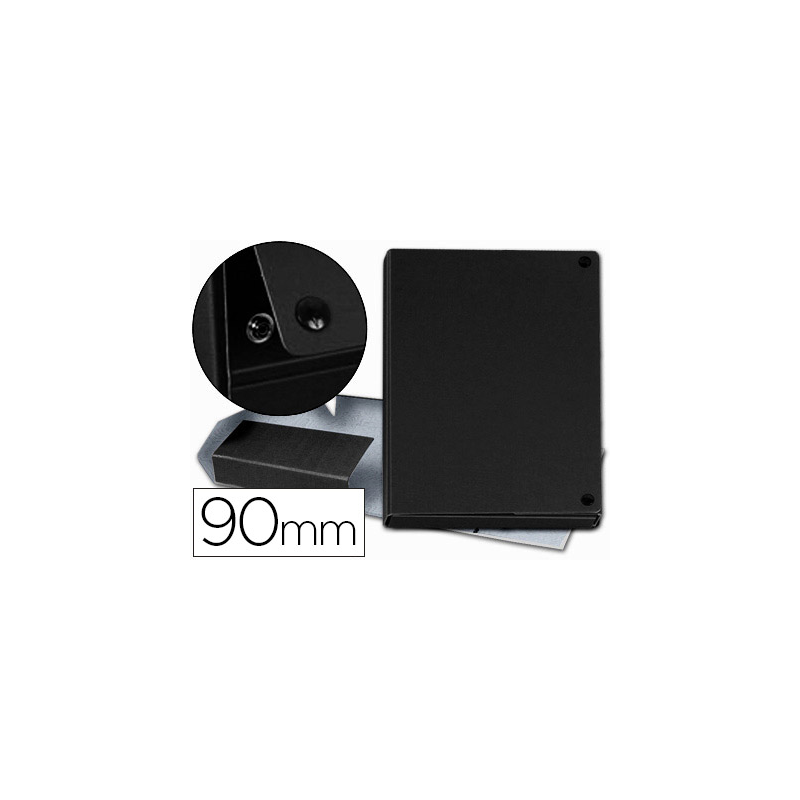 Carpeta proyectos pardo folio lomo 90 mm carton forrado negro con broche