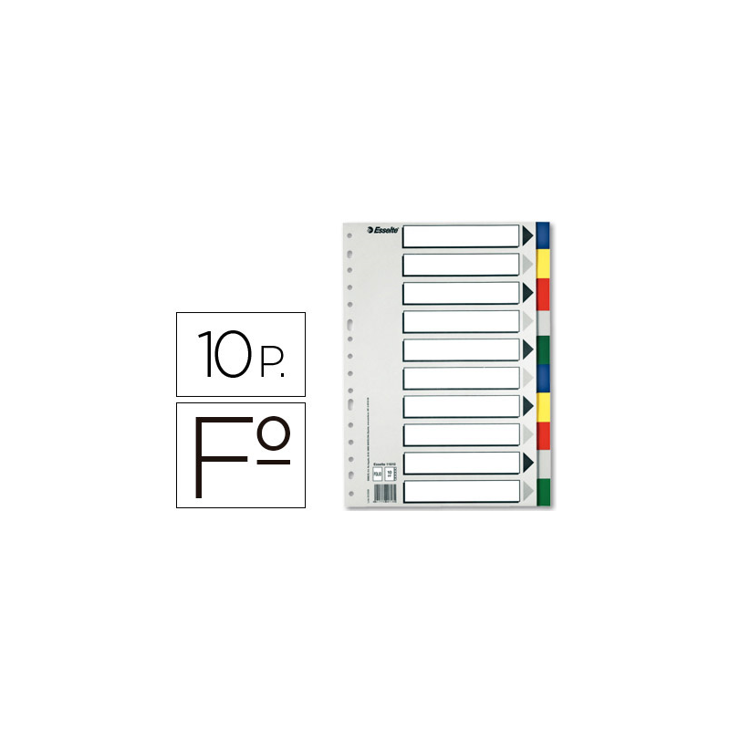 Separador esselte plastico juego de 10 separadores folio con 5 colores multitaladro