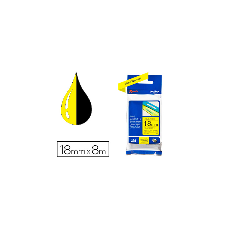 Cinta brother tze-641 amarillo-negro 18mm