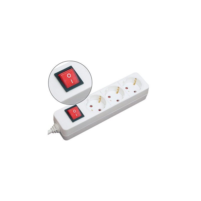 Regleta 3 tomas mediarange blanca con interruptor longitud cable 1,4m