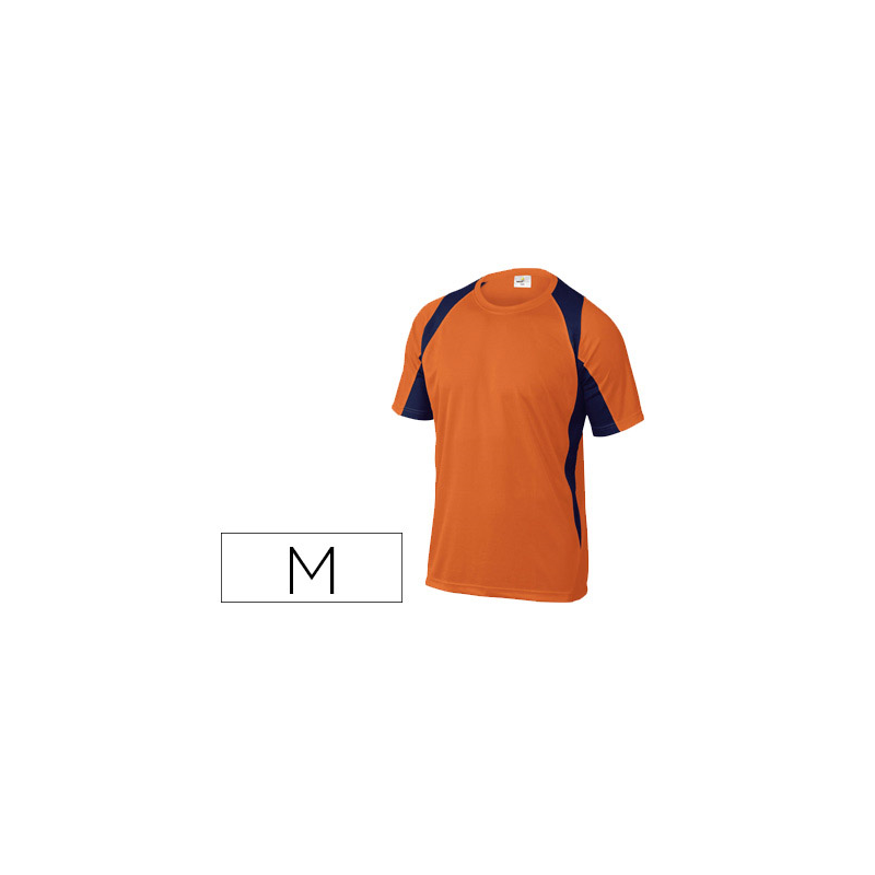 Camiseta deltaplus poliester manga corta cuello redondo tratamiento secado rapido color naranja-marino talla m