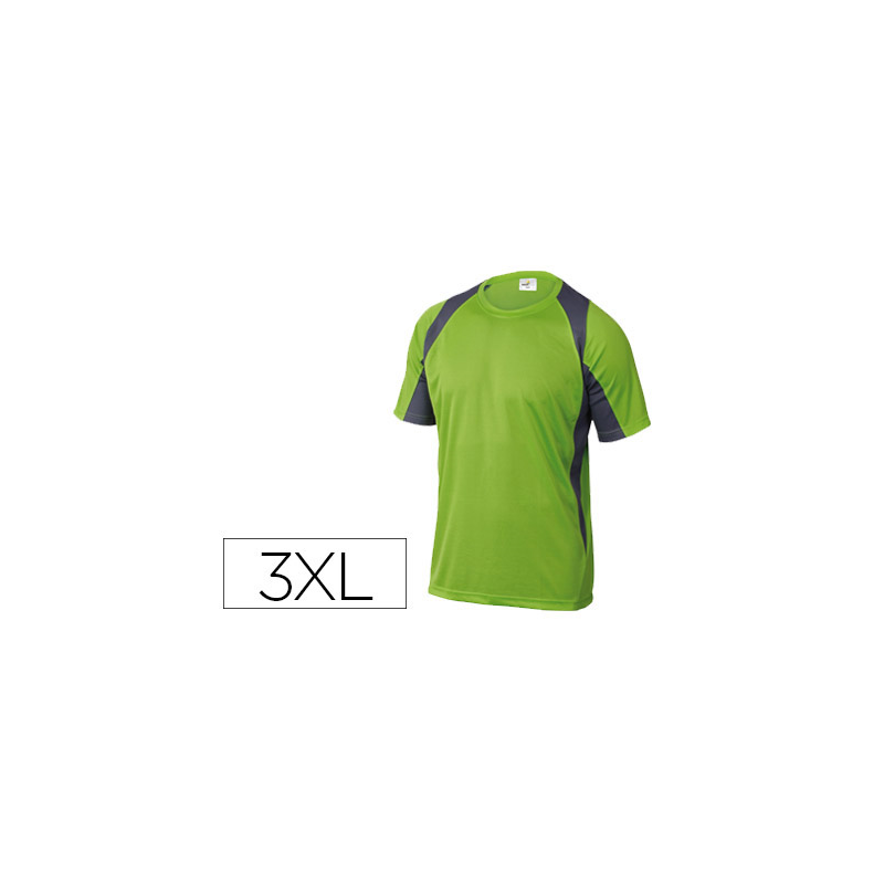 Camiseta deltaplus poliester manga corta cuello redondo tratamiento secado rapido color verde-gris talla 3xl