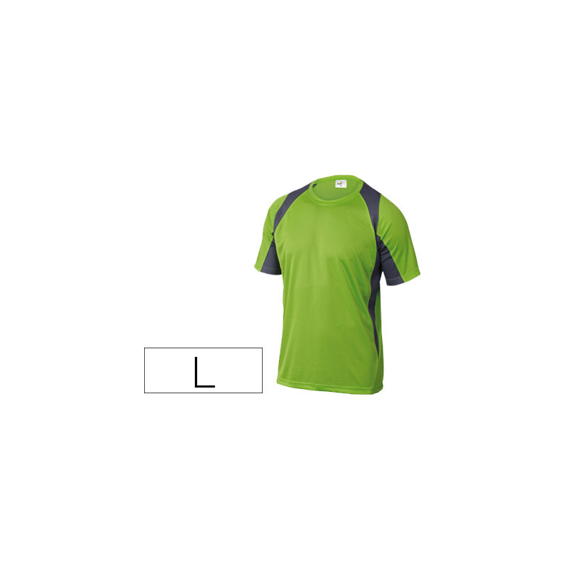 Camiseta deltaplus poliester manga corta cuello redondo tratamiento secado rapido color verde-gris talla l