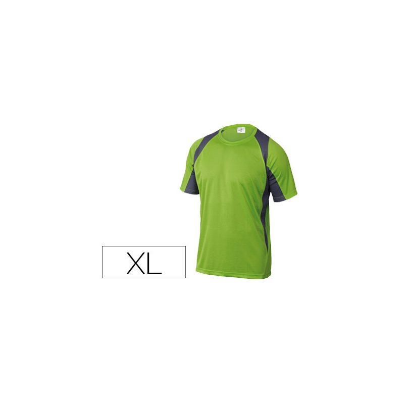 Camiseta deltaplus poliester manga corta cuello redondo tratamiento secado rapido color verde-gris talla xl