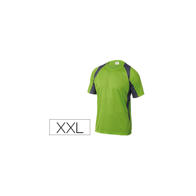 Camiseta deltaplus poliester manga corta cuello redondo tratamiento secado rapido color verde-gris talla xxl