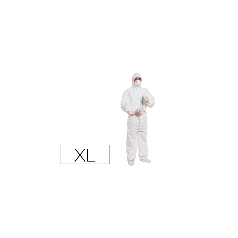 Traje de seguridad deltaplus polipropileno con capucha de un solo uso color blanco talla xl