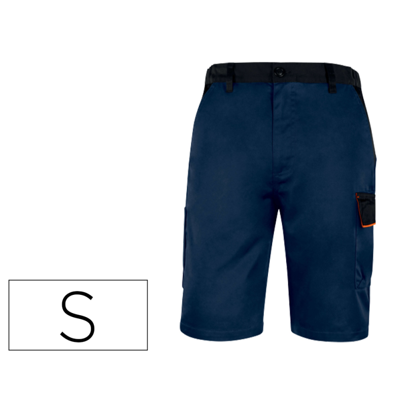 Pantalon de trabajo deltaplus bermuda cintura ajustable 5 bolsillos color azul naranjatalla s