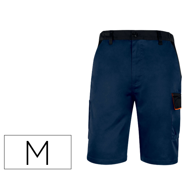 Pantalon de trabajo deltaplus bermuda cintura ajustable 5 bolsillos color azul naranjatalla m