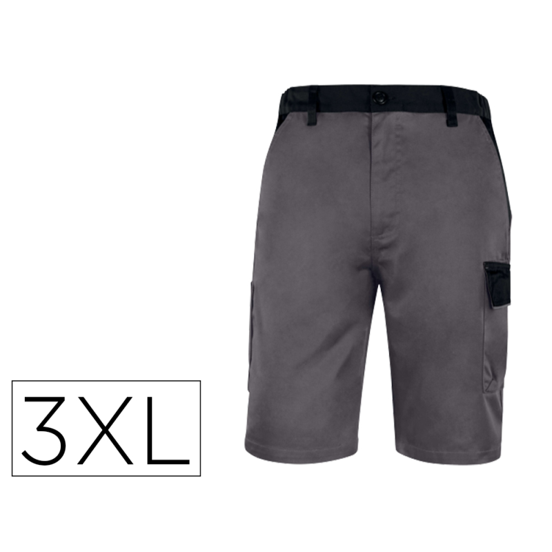 Pantalon de trabajo deltaplus bermuda cintura ajustable 5 bolsillos color gris talla 3xl