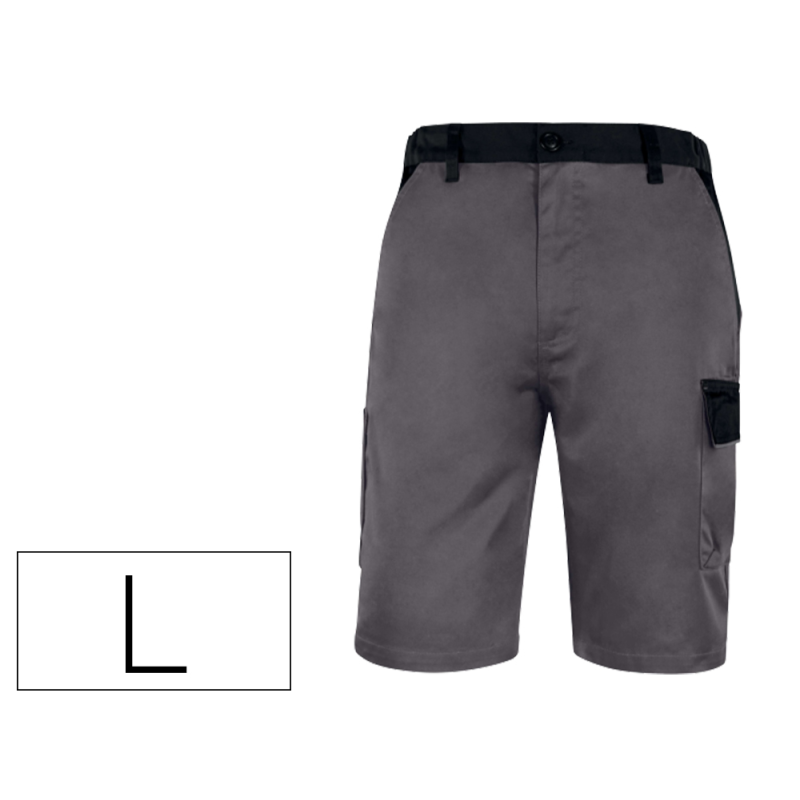 Pantalon de trabajo deltaplus bermuda cintura ajustable 5 bolsillos color gris talla l