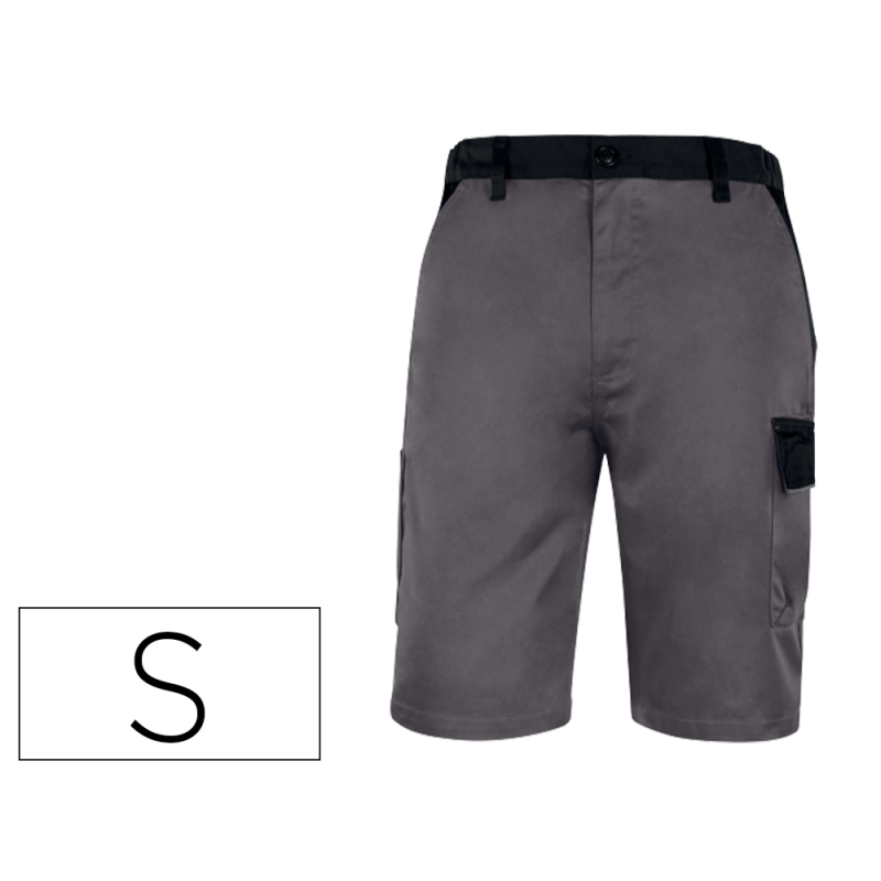Pantalon de trabajo deltaplus bermuda cintura ajustable 5 bolsillos color gris talla s