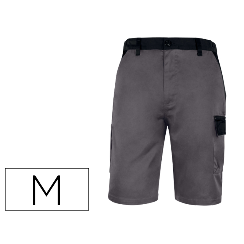 Pantalon de trabajo deltaplus bermuda cintura ajustable 5 bolsillos color gris talla m