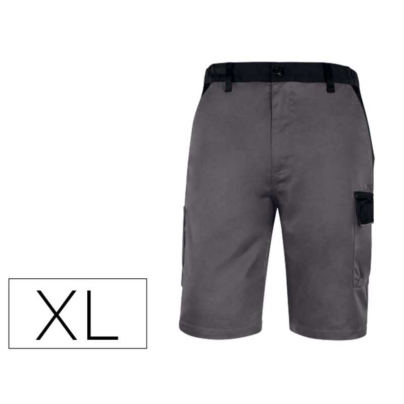 Pantalon de trabajo deltaplus bermuda cintura ajustable 5 bolsillos color gris talla xl