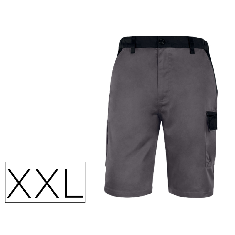 Pantalon de trabajo deltaplus bermuda cintura ajustable 5 bolsillo color gris talla xxl