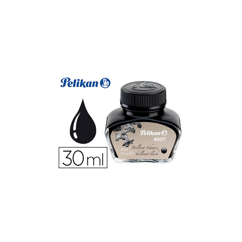 Tinta estilografica pelikan 4001 negro brillante bote 30 ml