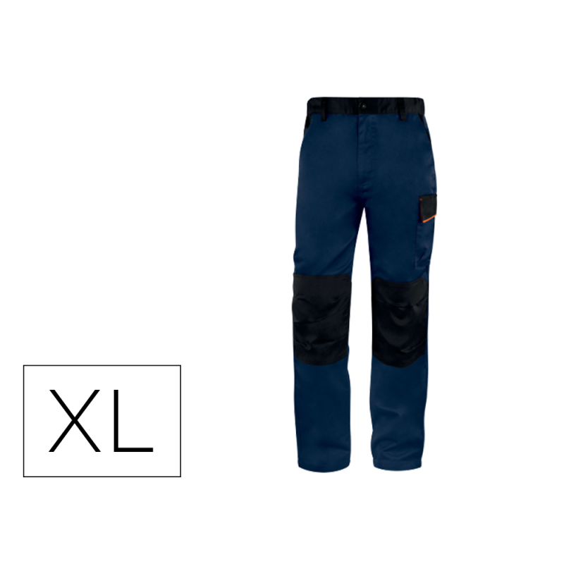 Pantalon de trabajo deltaplus cintura ajustable 5 bolsillos color azul naranja talla xl naranja talla xl