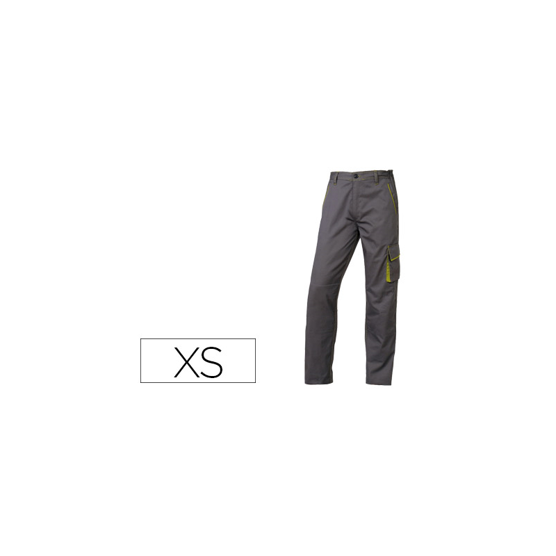 Pantalon de trabajo deltaplus cintura ajustable 5 bolsillos color gris verde talla xs