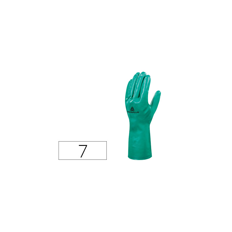 Guantes deltaplus tratado en nitrilo flocado de algodon especial para trabajos con liquidos quimicos talla 7