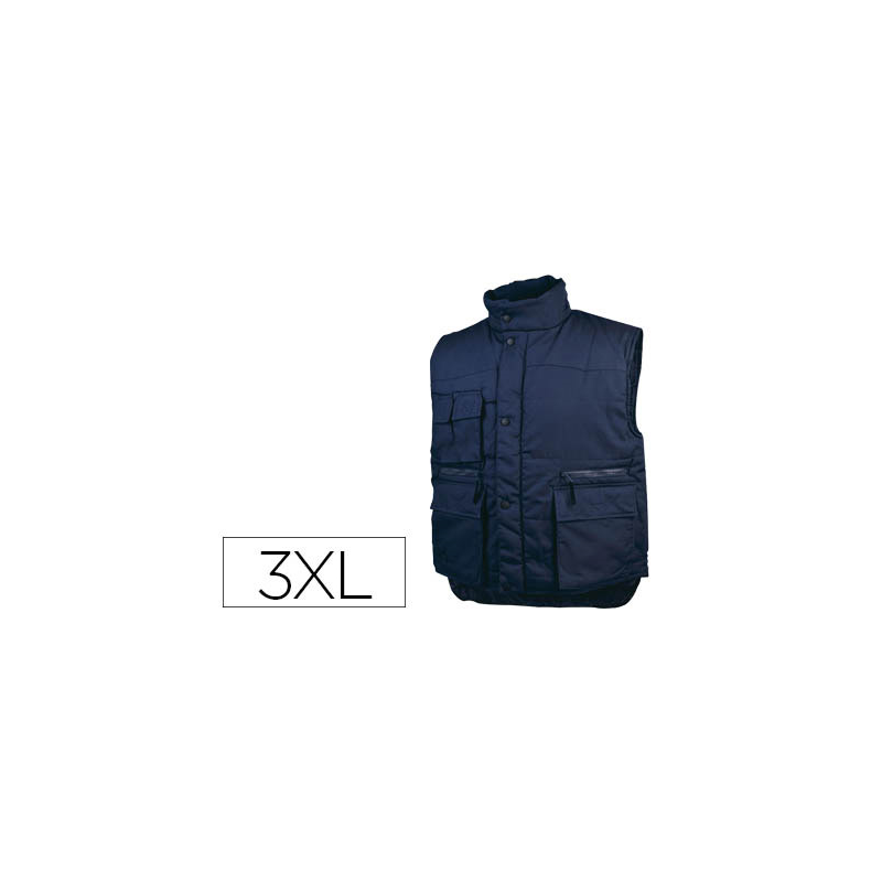 Chaleco deltaplus multibolsillos con cremallera cintura elastica color azul naranja talla 3xl