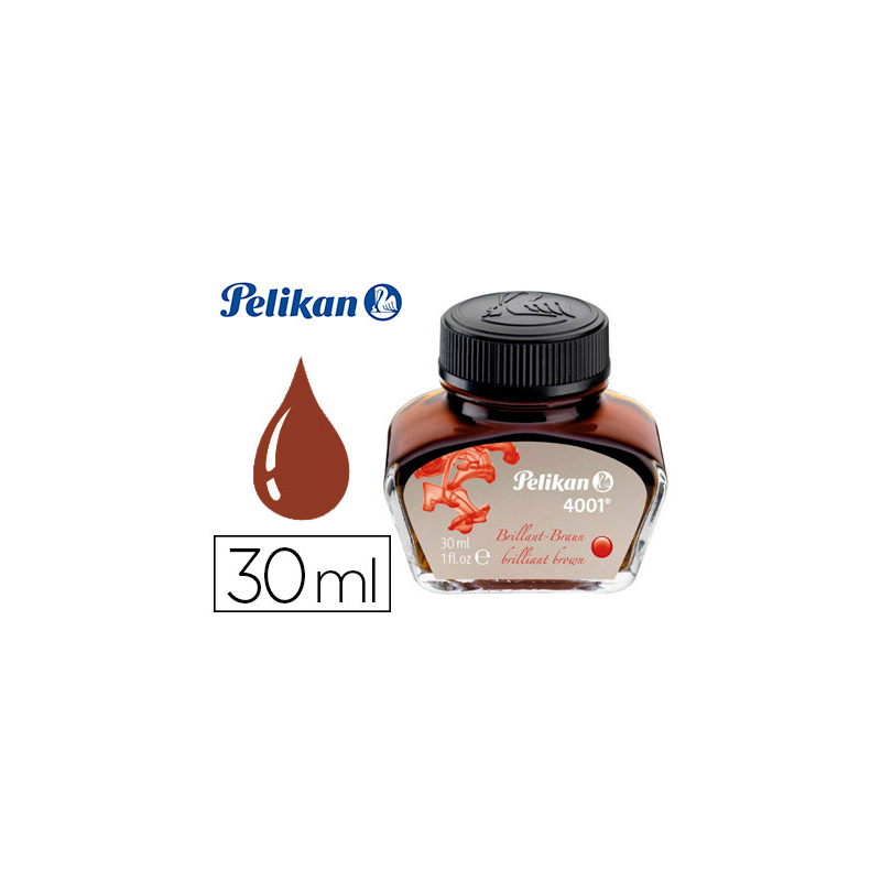 Tinta estilografica pelikan 4001 marron brillante bote 30 ml