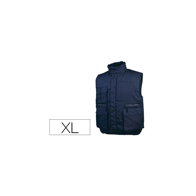 Chaleco deltaplus multibolsillos con cremallera cintura elastica color azul naranja talla xl