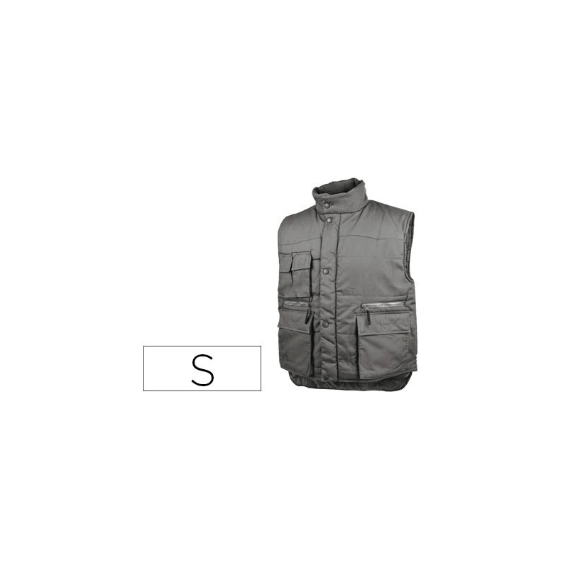 Chaleco deltaplus multibolsillos con cremallera cintura elastica protege riñones gris verde talla s