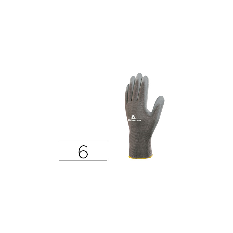 Guantes deltaplus poliester antideslizante lavable especial para manipulacion y manutencion gris talla 6