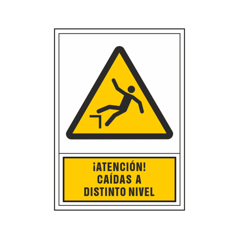 Pictograma syssa señal de advertencia atencion! caidas a distinto nivel en pvc 245x345 mm
