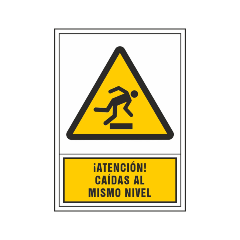 Pictograma syssa señal de advertencia atencion! caidas al mismo nivel en pvc 245x345 mm